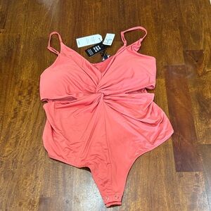NWT Sexy Express Coral Thong Bodysuit